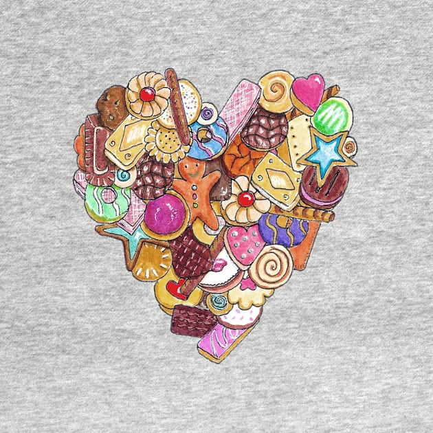 Cookie Lover Heart Made Of Biscuits by Maddybennettart